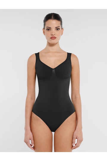 Корректирующий боди с эффектом моделирования талии на регулируемых бретелях, черный