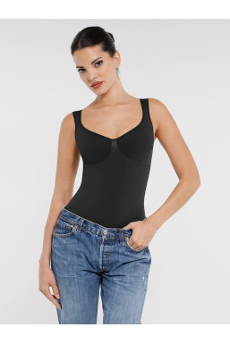 Корректирующий боди с эффектом моделирования талии на регулируемых бретелях, черный