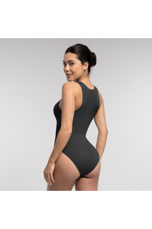 Черное женское корректирующее боди Zip Sculpt на молнии