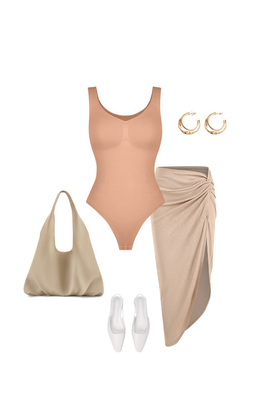 Корректирующий боди-комбидресс на широких бретелях с поддержкой груди German Volf