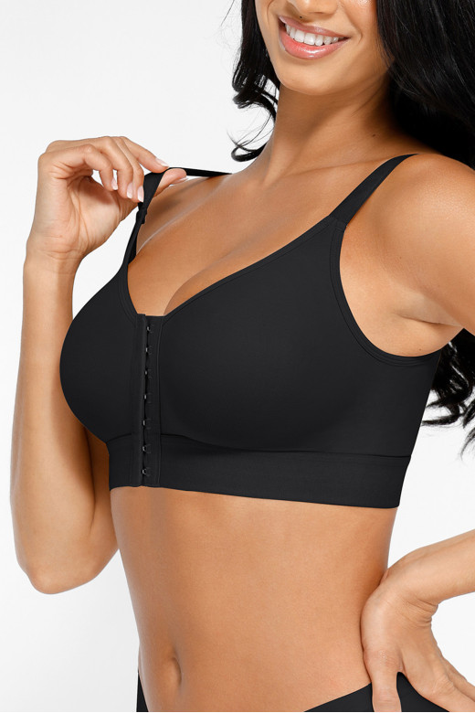 Бюстгалтер із застібкою на гачках попереду, колір чорний