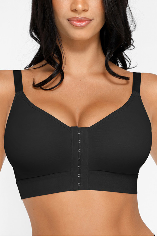 Бюстгалтер із застібкою на гачках попереду, колір чорний
