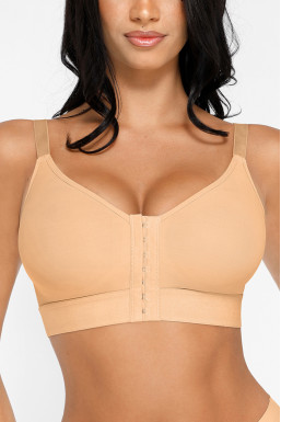 Бюстгалтер із застібкою на гачках попереду, колір бежевий