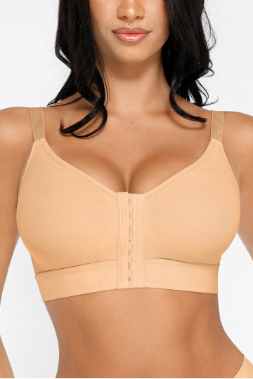 Бюстгалтер із застібкою на гачках попереду, колір бежевий