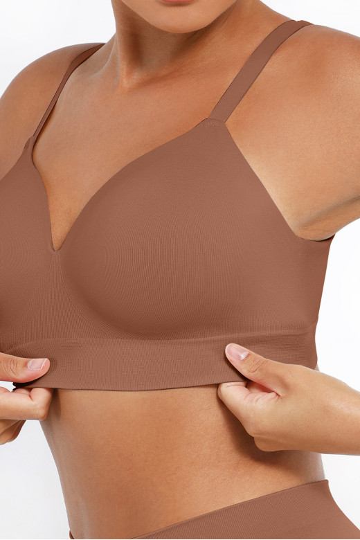 Бюстгальтер-топ со встроенными чашками, цвет темный нюд