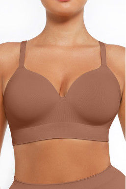 Бюстгальтер-топ со встроенными чашками, цвет темный нюд