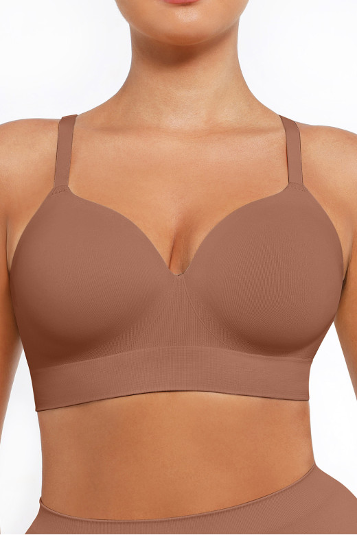 Бюстгальтер-топ со встроенными чашками, цвет темный нюд
