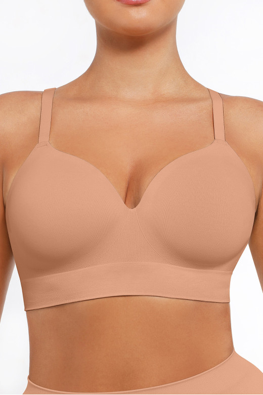 Бюстгалтер -топ со встроенными чашками, цвет светлый нюд