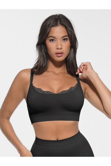 Топ підтримуючий коригуючий на бретелях ажурний, чорний