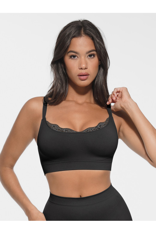 Топ підтримуючий коригуючий з регульованими бретелями та ажурною вставкою від German Volf