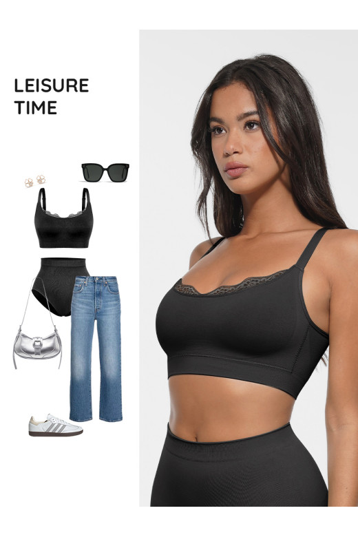 Топ підтримуючий коригуючий з регульованими бретелями та ажурною вставкою від German Volf