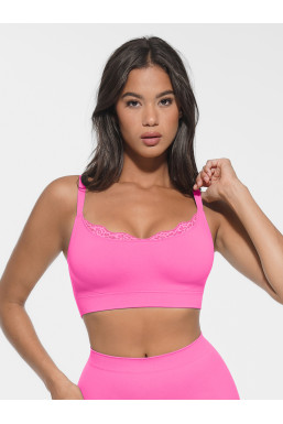 Топ підтримуючий коригуючий на бретелях ажурний, рожевий