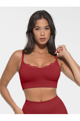 Топ підтримуючий коригуючий на бретелях ажурний, чорвоний