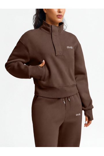 Шоколадная женская утепленная спортивная кофта GVS Urban Warm