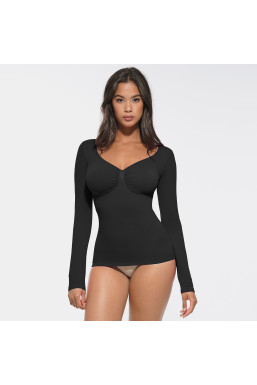Коригуючий лонгслів з підтримкою грудей та утяжкою в зоні живота та боків, чорний