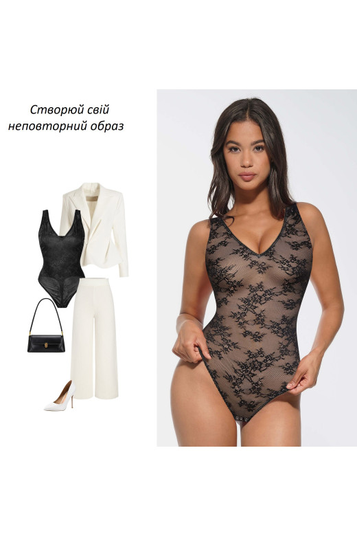 Ажурный корректирующий комбидресс, черный