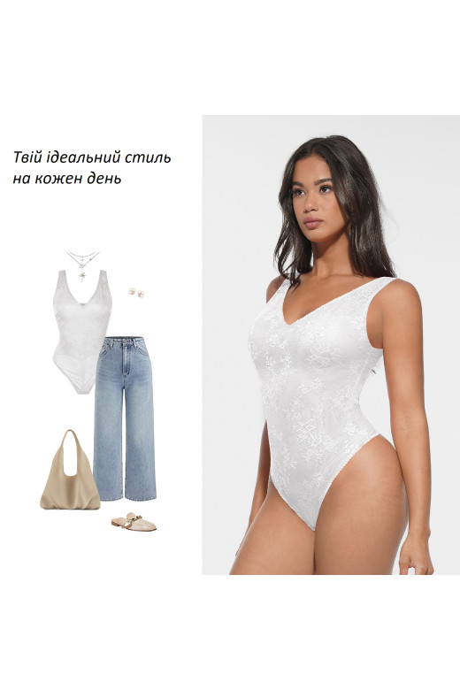 Ажурный корректирующий комбидресс, белый